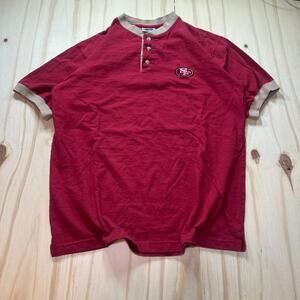 Vintage 90s San Francisco 49ers Red Henley Short Sleeve Shirt Mens M The Edge